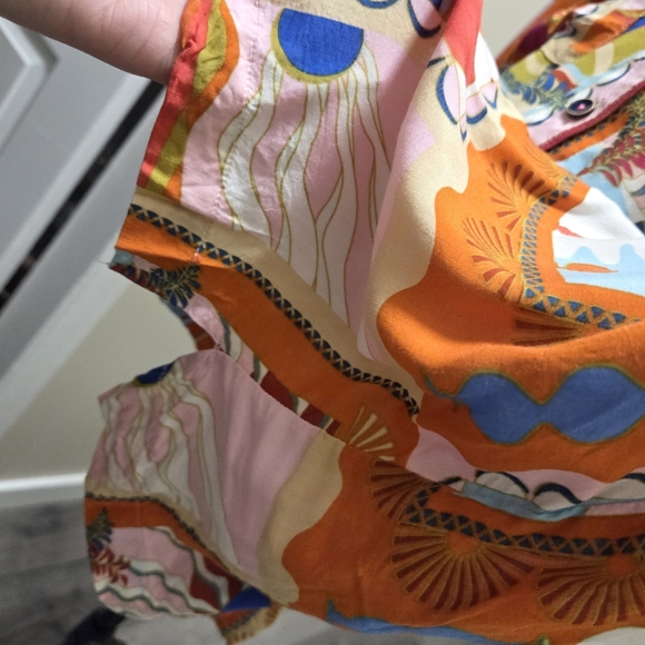 Maeve by Anthropologie Colorful Abstract Button-Front Blouse | Relaxed Boho Top - Picture 8 of 9